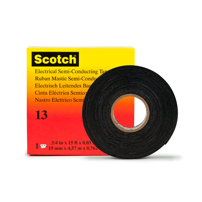 Scotch® Electrical Semi-Conducting Tape 13, 3/4 in x 10 ft, Printed,Black