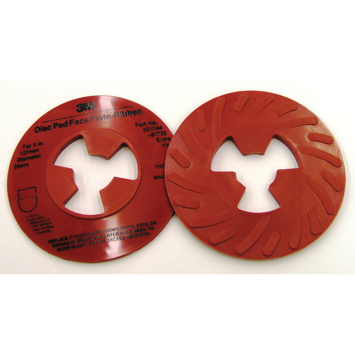 3M Disc Pad Face Plate Ribbed 81732L, Extra Hard, 5 in, Red