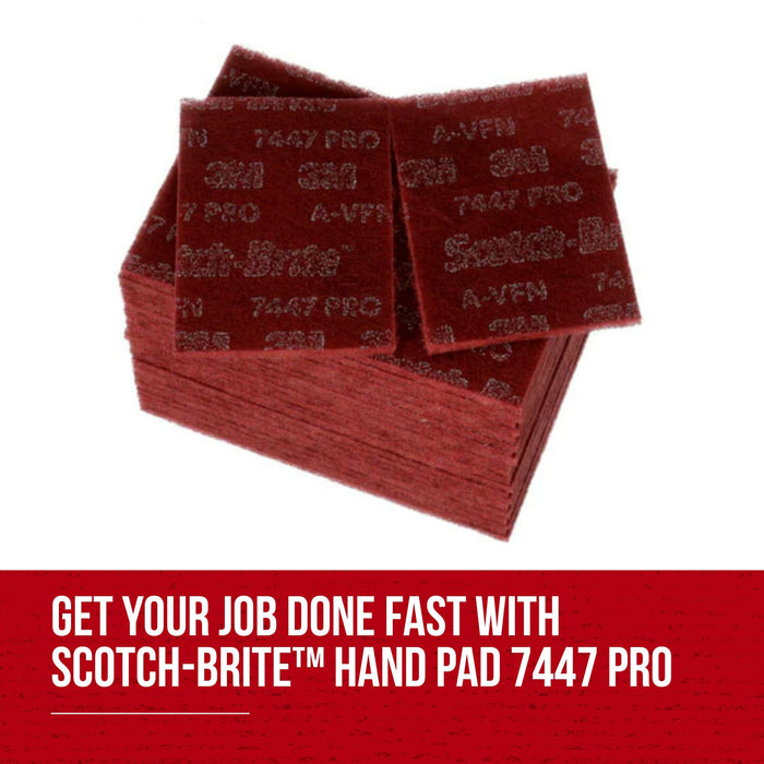 Scotch-Brite Hand Pad 7447B Pro, PO-HP, A/O Very Fine, Maroon, 6 in x 9 in