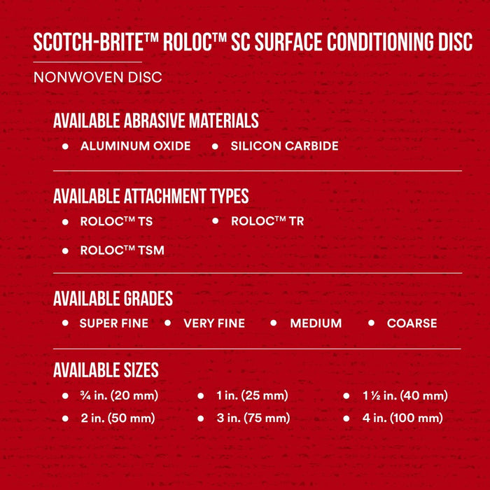 Scotch-Brite Roloc Surface Conditioning Disc, SC-DR, A/O Coarse, TR, 2in