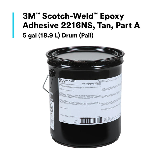 3M Scotch-Weld Epoxy Adhesive 2216NS, Tan, Part A, 5 Gallon (Pail),Drum