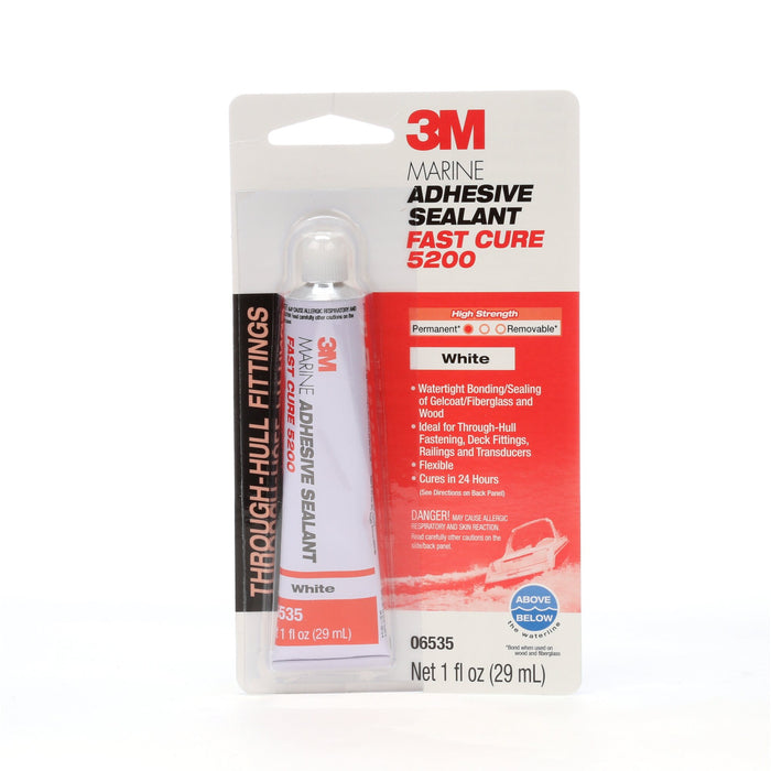 3M Marine Adhesive Sealant 5200FC, Fast Cure, White, 1 oz Tube