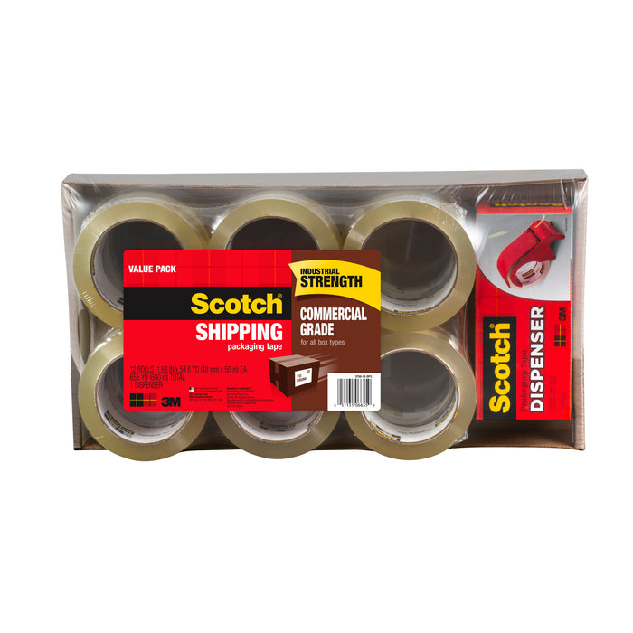Scotch® Commercial Grade Shipping Packaging Tape 3750-12-DP3