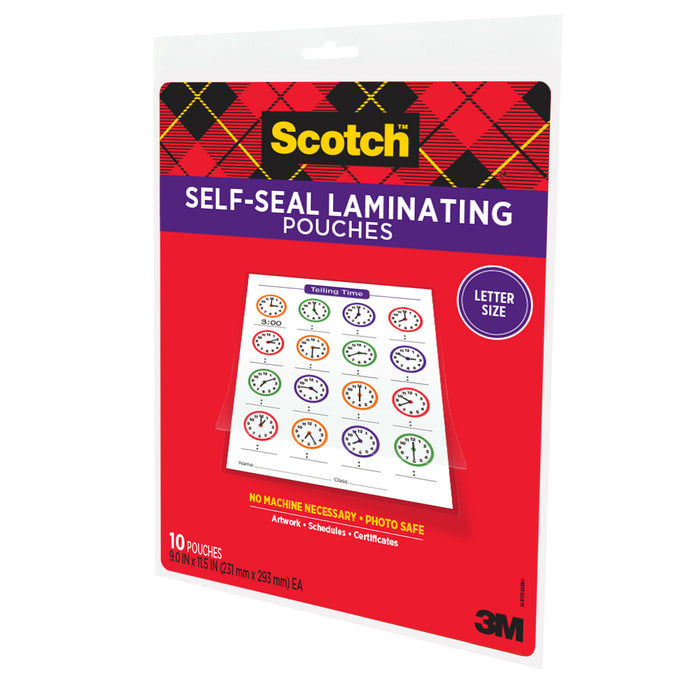 Scotch Self-Sealing Laminating Pouches LS854-10G, 9.0 in x 11.5 in x 0in