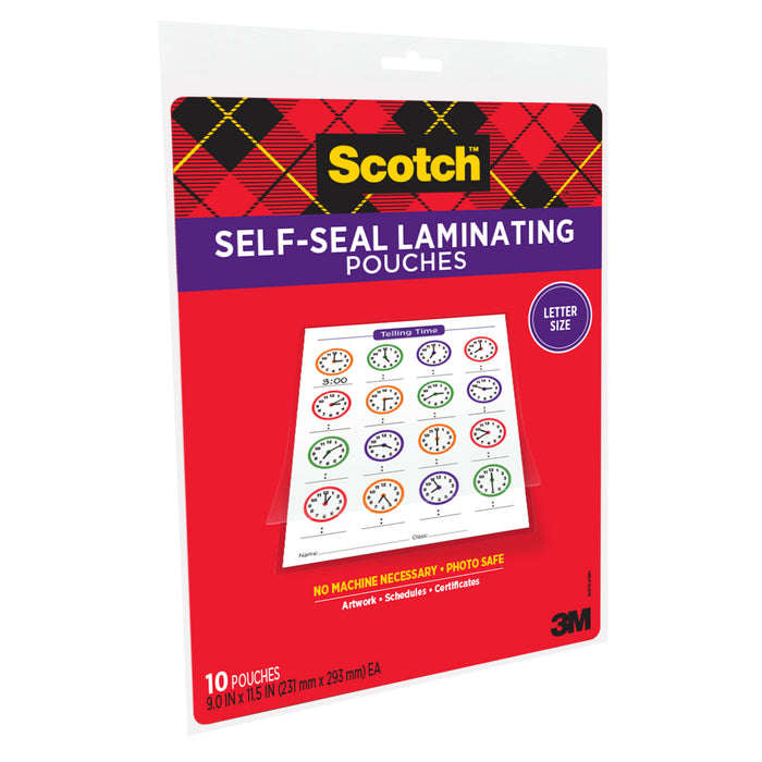 Scotch Self-Sealing Laminating Pouches LS854-10G, 9.0 in x 11.5 in x 0in