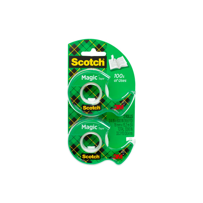 Scotch® Magic Tape 122DM-2, 3/4 in x 600 in 2 Pack