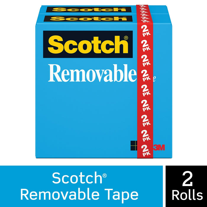 Scotch® Removable Tape 811-2PK, 3/4 in x 1296 in (19 mm x 32,9 m) 2-Pack