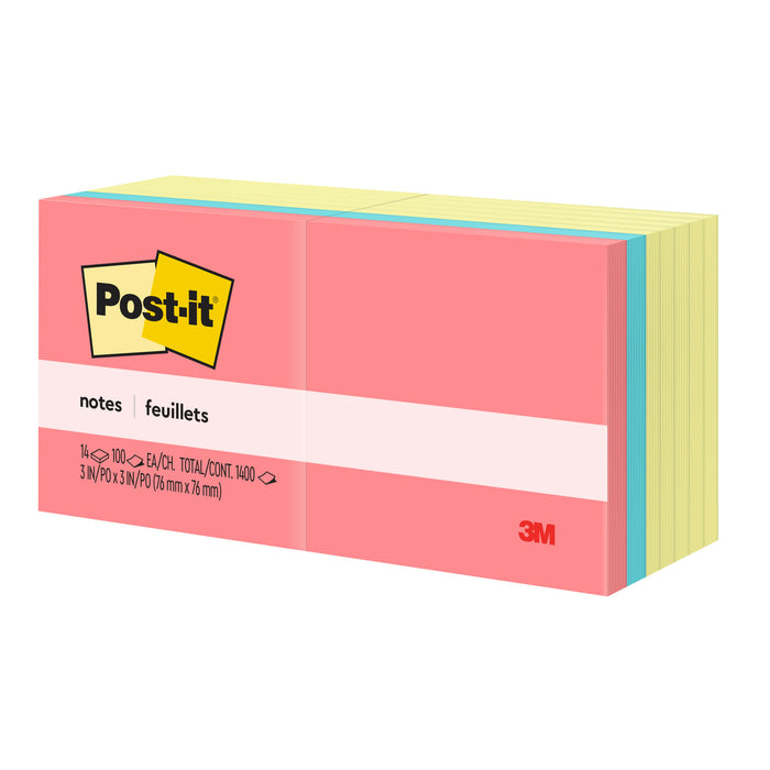 Post-it® Notes 654-14YWM, 3 in x 3 in (76 mm x 76 mm). Poptimistic Collection