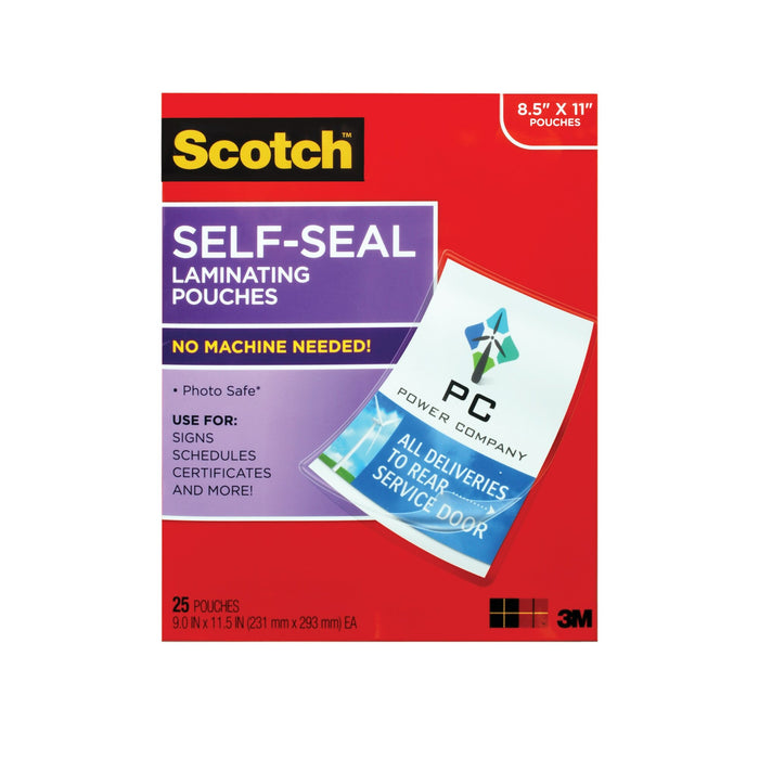 Scotch Self-Sealing Laminating Pouches LS854-25G-WM