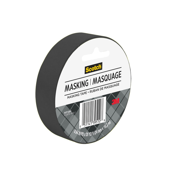 Scotch® Expressions Masking Tape 3437-BLK, .94 in x 20 yd (24 mm x 18,2m) Black