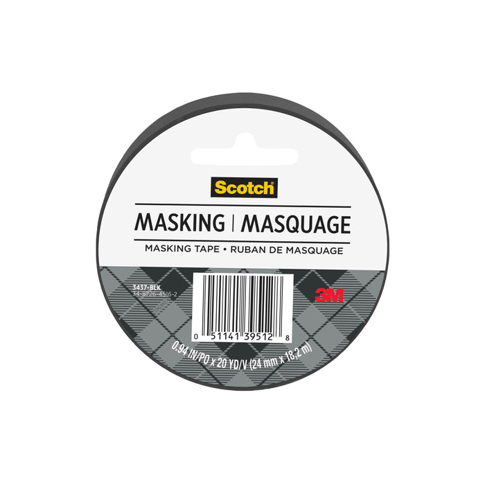 Scotch® Expressions Masking Tape 3437-BLK, .94 in x 20 yd (24 mm x 18,2m) Black