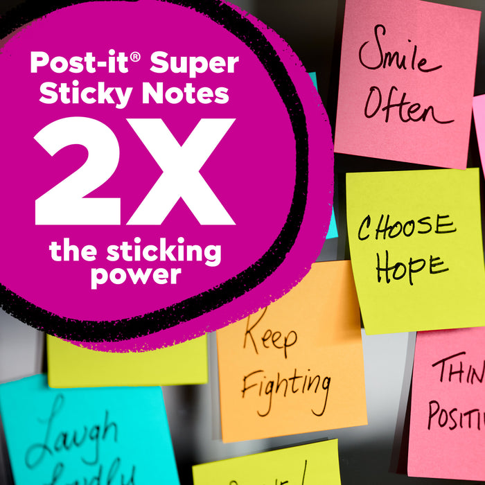 Post-it® Super Sticky Notes 654-12SSAN, 3 in x 3 in (76 mm x 76 mm)