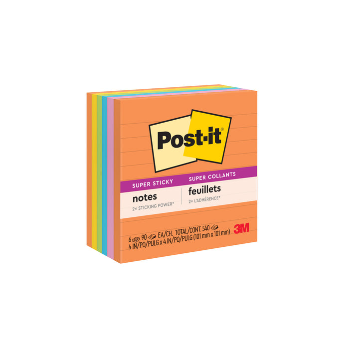 Post-it® Super Sticky Notes 675-6SSUC, 4 in x 4 in (101 mm x 101 mm)