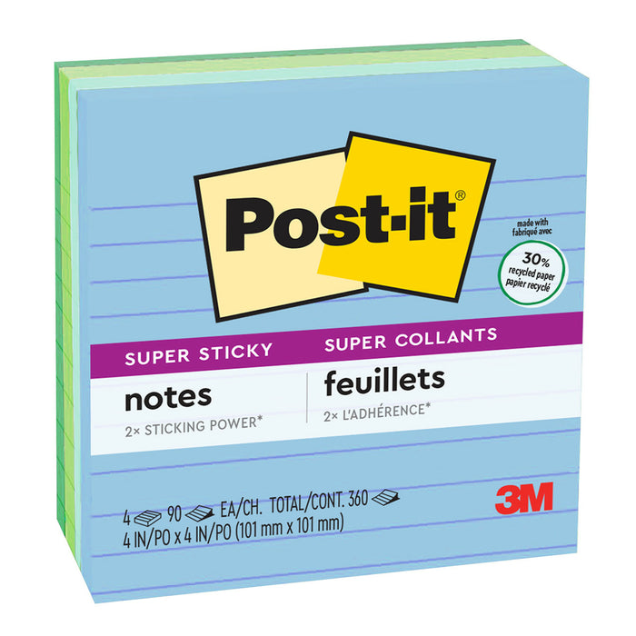 Post-it® Super Sticky Recycled Notes 675-4SST, 4 in x 4 in (101 mm x 101 mm)