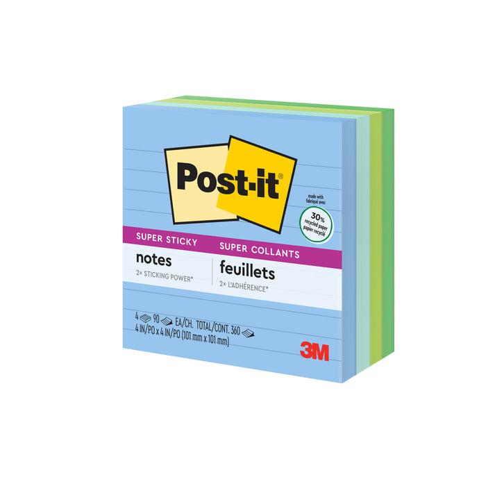 Post-it® Super Sticky Recycled Notes 675-4SST, 4 in x 4 in (101 mm x 101 mm)