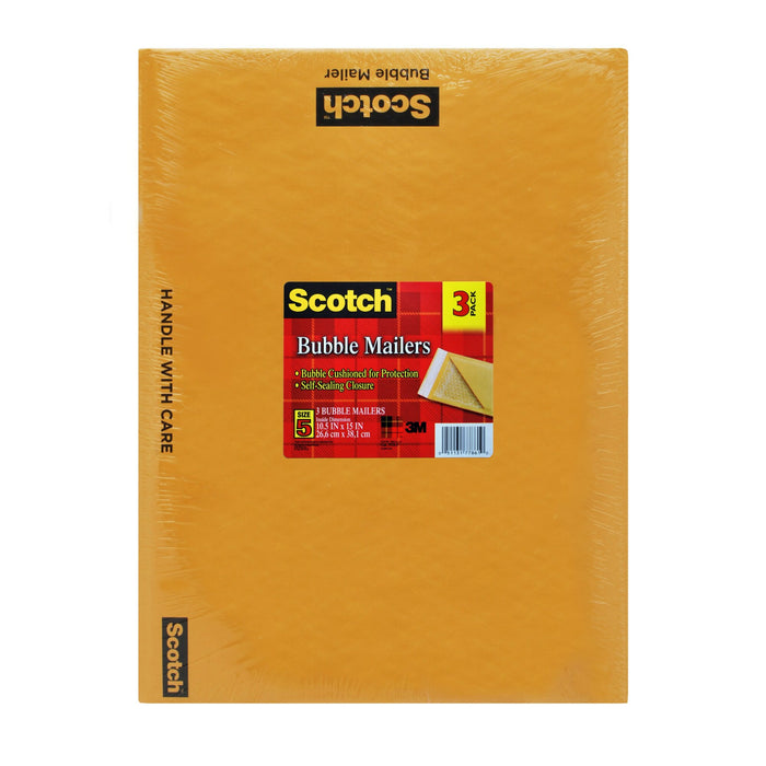 Scotch Kraft Bubble Mailer 7915-3, 3-Pack, 10.5 in x 15 in, Size #5