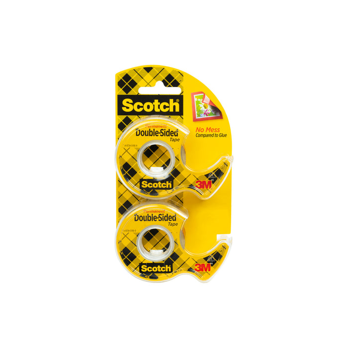 Scotch® Double Sided Tape 137DM-2, 1/2 in x 400 in 2 Pack