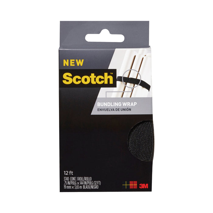 Scotch Bundling Wrap, RF3740, 0.75 in x 12 ft (19,0 mm x 3,6 m) Black