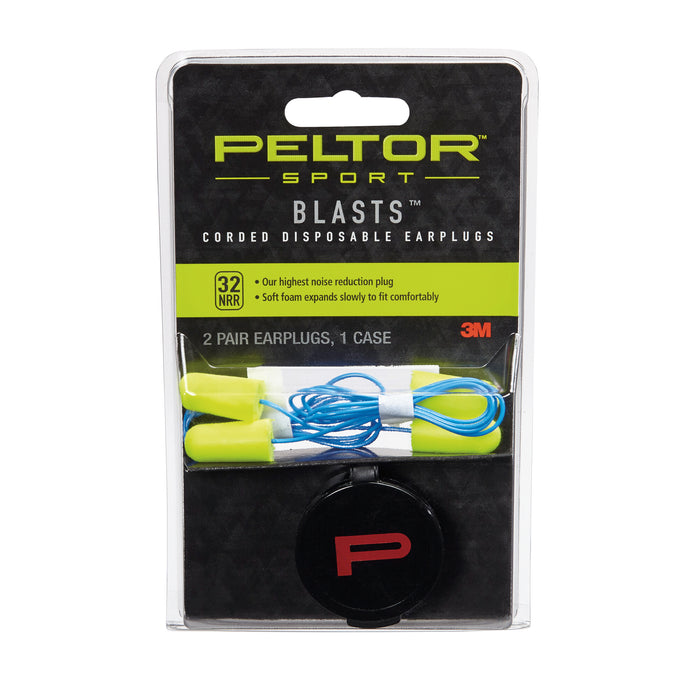 Peltor Sport Blasts Corded Disposable Earplugs 97081-10C, 2 Pair Pack