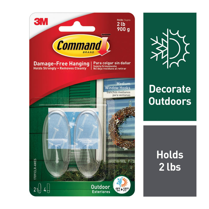 Command Outdoor Medium Clear Window Hooks 17091CLR-AWES