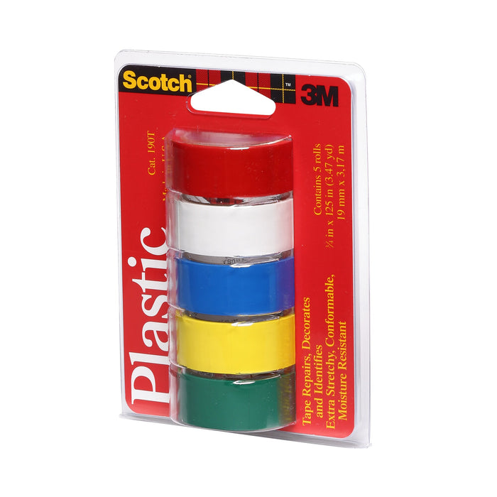 Scotch® Colored Plastic Tape Assorted 190T, 3/4 in x 125 in (19 mm x3,17 m)