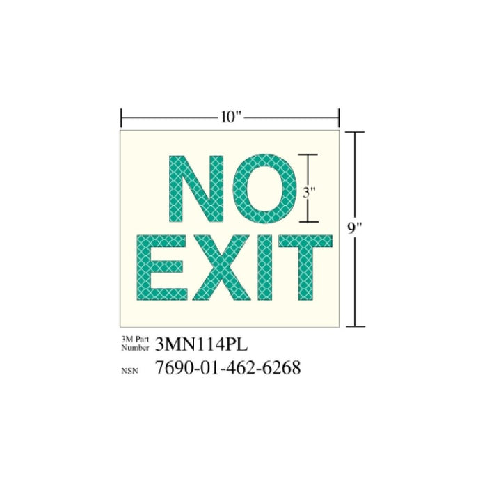 3M Photoluminescent Film 6900, Shipboard Sign 3MN114PL, 10 in x 9 in, No EXITage