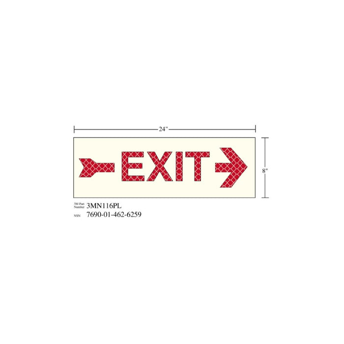 3M Photoluminescent Film 6900, Shipboard Sign 3MN114PL, 10 in x 9 in, No EXITage