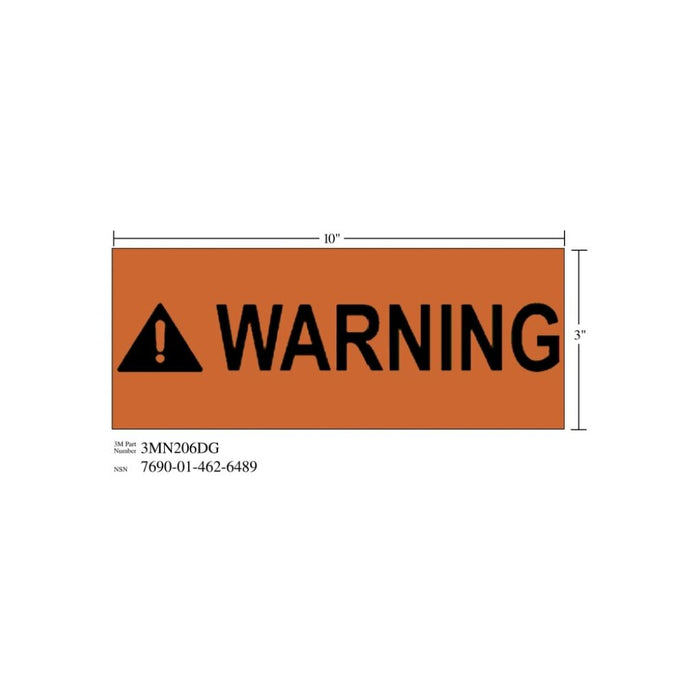 3M Diamond Grade Safety Sign 3MN206DG, "WARNING", 10 in x 3 inage