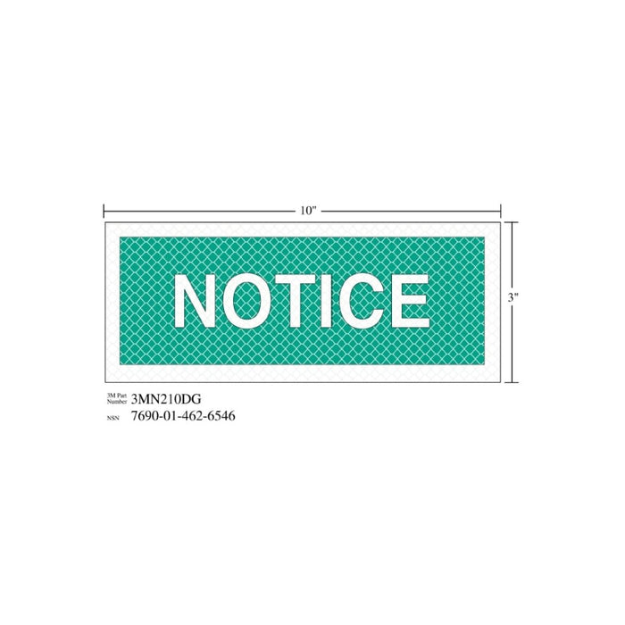 3M Diamond Grade Safety Sign 3MN210DG, "NOTICE", 10 in x 3 inage