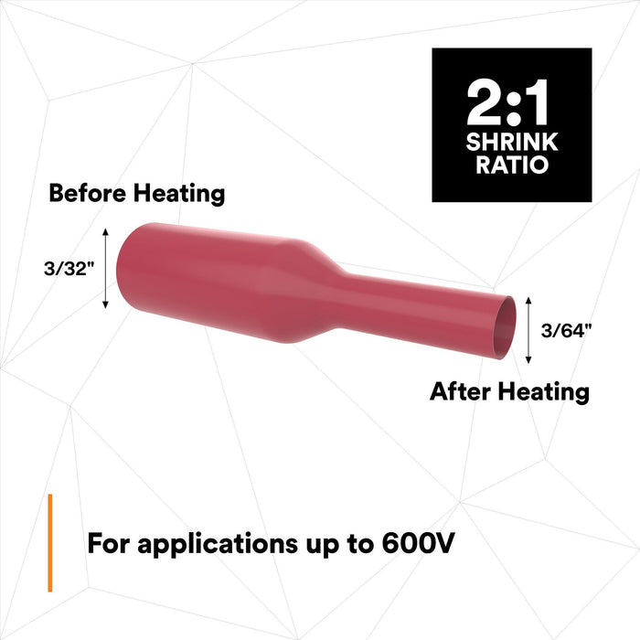 3M Heat Shrink Thin-Wall Tubing FP-301-3/32-Red-500`: 500 ft spoollength