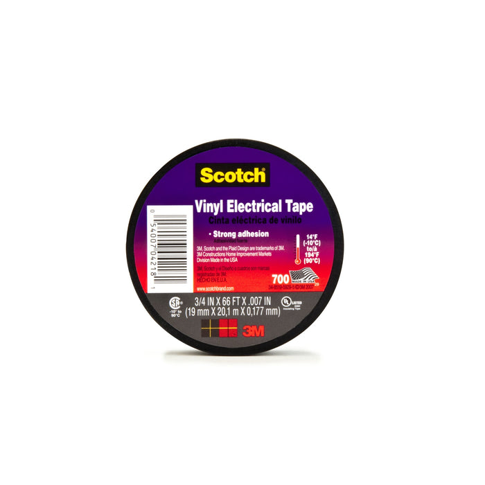 Scotch® Vinyl Electrical Tape 700, 2 in x 20 ft, 1 in core, Black