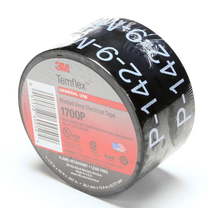 3M Temflex Mining-Grade Vinyl Electrical Tape 1700P, 1-1/2 in x 44 ft,Printed