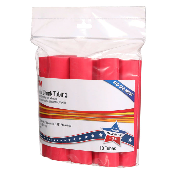 3M Thin-Wall Heat Shrink Tubing EPS-300, Adhesive-Lined, 1-6"-Red