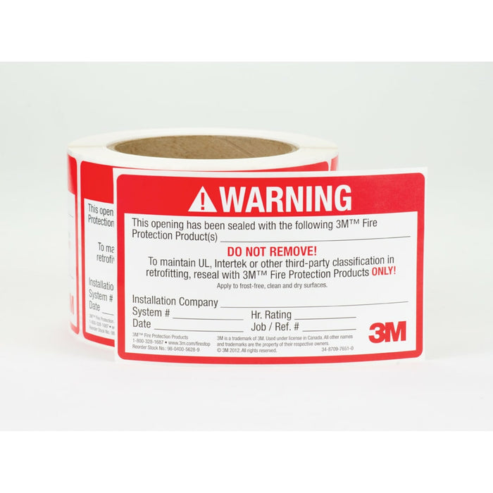 3M Firestop Identification Label, 3 in x 5 in, 250 labels/roll