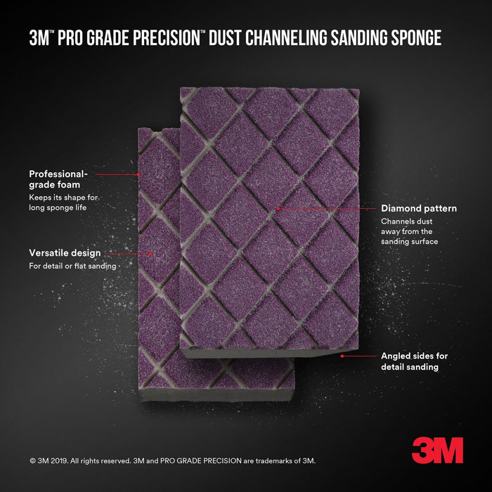 3M Pro Grade Precision Dust Channeling Block Sanding Sponge 120 grit
Fine