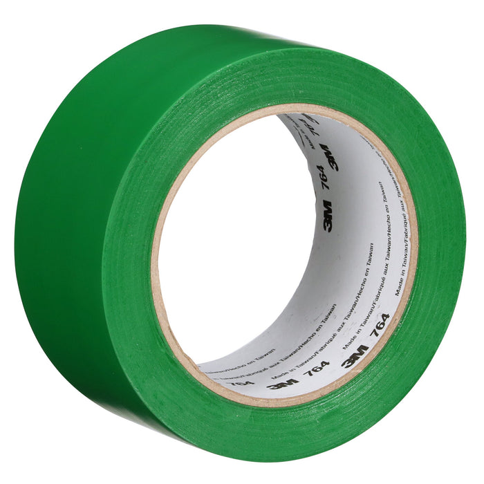 3M General Purpose Vinyl Tape 764, Green, 3 in x 36 yd, 5 mil, 12 Roll/Case