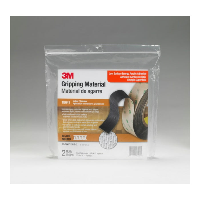 3M Gripping Material TB641, Black, 1 in x 15 ft, Bag