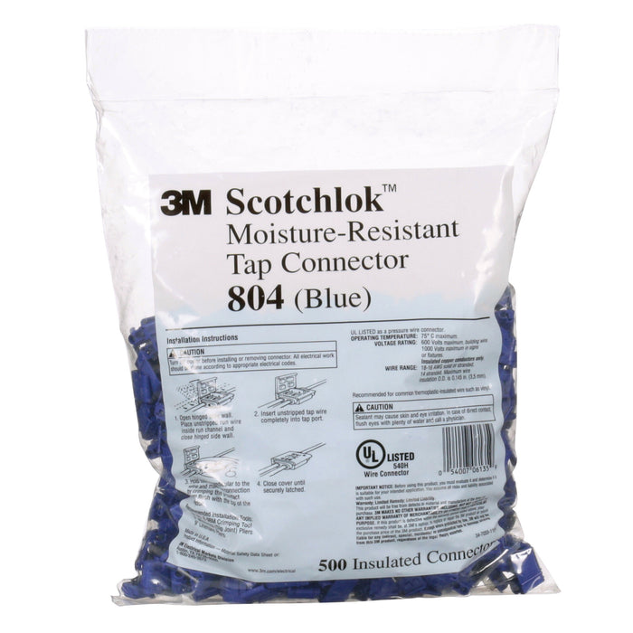 3M Scotchlok Electrical IDC 804-BULK, Blue, 18-16 AWG(solid/stranded), 14 AWG