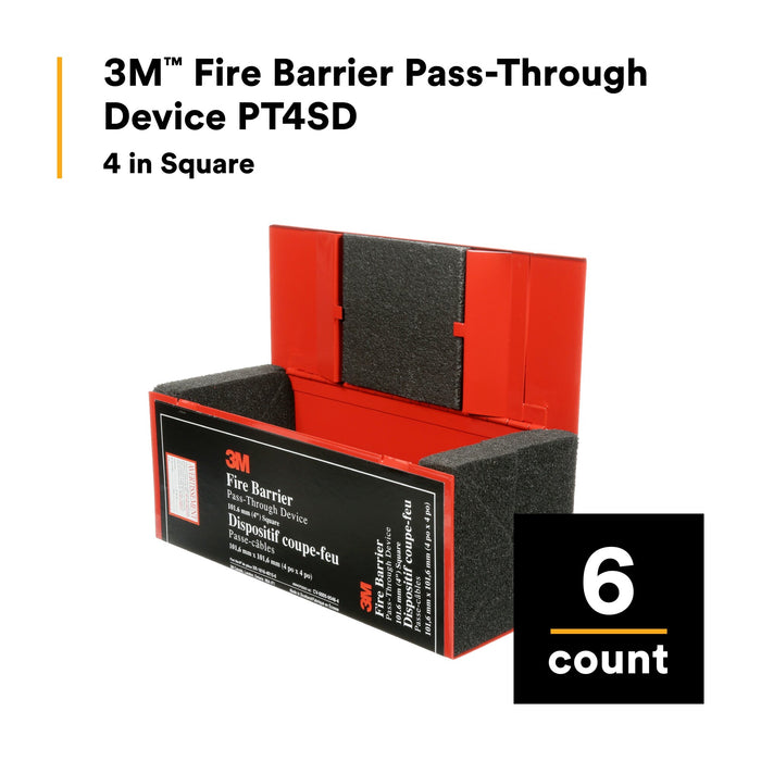 3M Fire Barrier Pass-Through Device PT4SD, 4 in Square