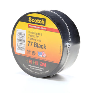 Scotch® Fire-Retardant Electric Arc Proofing Tape 77, 1-1/2 in x 20 ft,Black