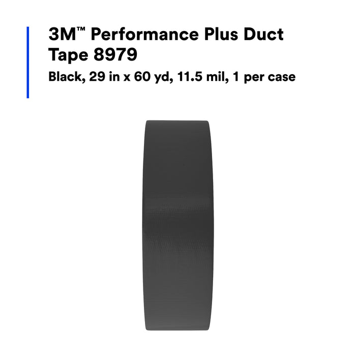 3M Performance Plus Duct Tape 8979, Black, 29 in x 60 yd, 12.1 mil