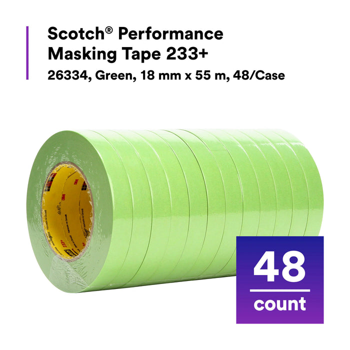 Scotch® Performance Masking Tape 233+ 26334, Green, 18 mm x 55 m