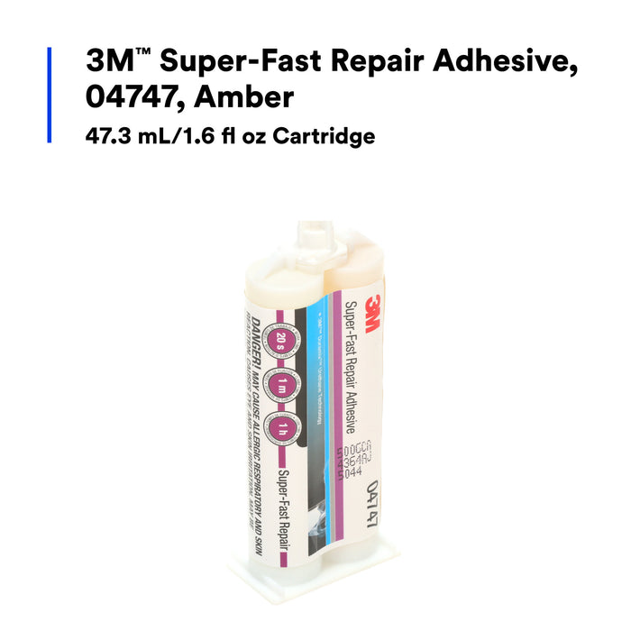 3M Super-Fast Repair Adhesive, 04747, Amber, 47.3 mL Cartridge, 6 percase