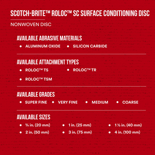 Scotch-Brite Roloc Surface Conditioning Disc, SC-DR, A/O Very Fine,
TR, 4 in
