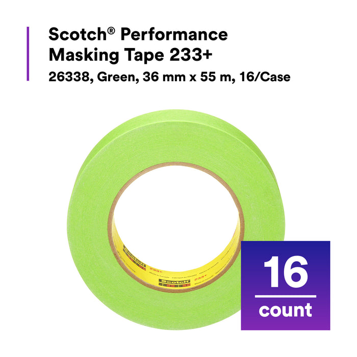 Scotch® Performance Masking Tape 233+ 26338, Green, 36 mm x 55 m