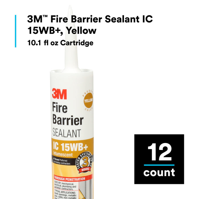 3M Fire Barrier Sealant IC 15WB+, Yellow, 10.1 fl oz Cartridge