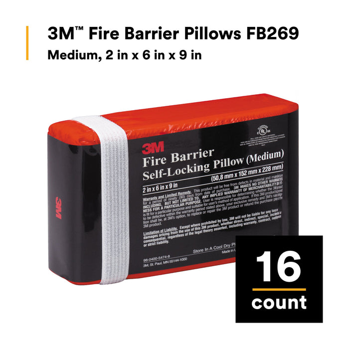 3M Fire Barrier Pillows FB269, Medium, 2 in x 6 in x 9 in