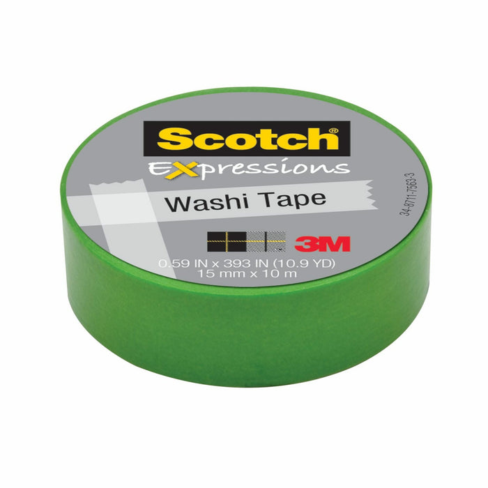Scotch® Expressions Washi Tape C314-GRN, .59 in x 393 in (15 mm x 10 m)Green
