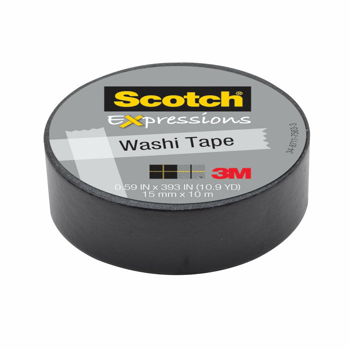 Scotch® Expressions Washi Tape C314-BLK, .59 in x 393 in (15 mm x 10 m)Black