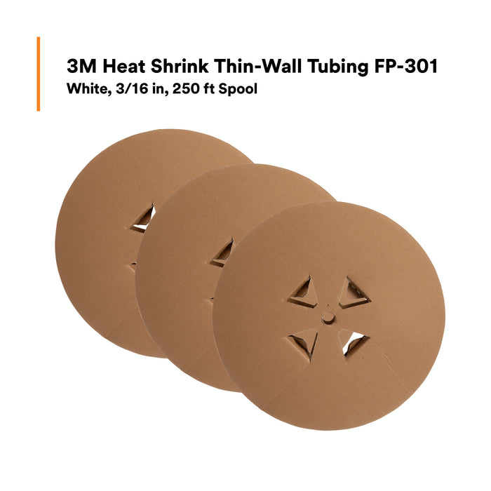 3M Heat Shrink Thin-Wall Tubing FP-301-3/16-White-250`: 250 ft spoollength